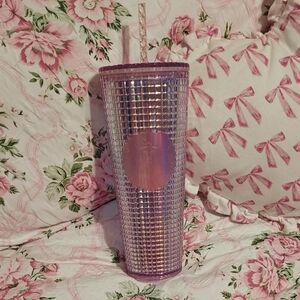 Purple Studded Tumbler with Straw